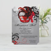 Red Masquerade Ball Mask Costume Halloween Part Kaart (Staand voorkant)