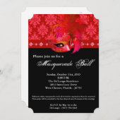 Red Masquerade Ball Mask Costume Halloween Part Kaart (Voorkant / Achterkant)