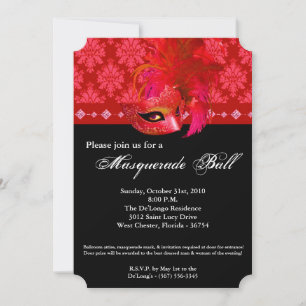 Red Masquerade Ball Mask Costume Halloween Part Kaart