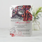 Red Masquerade Mask Ball Costume Halloween Kaart (Staand voorkant)