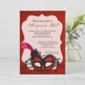 Red Masquerade Masker Kostume Halloween Kaart (Staand voorkant)