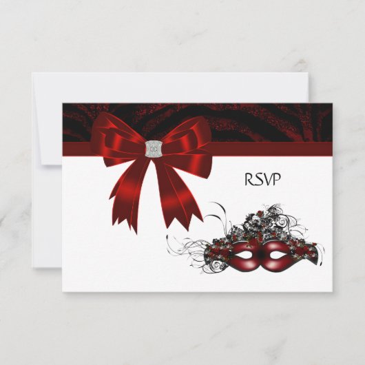 Red Masquerade Party RSVP (Voorkant)
