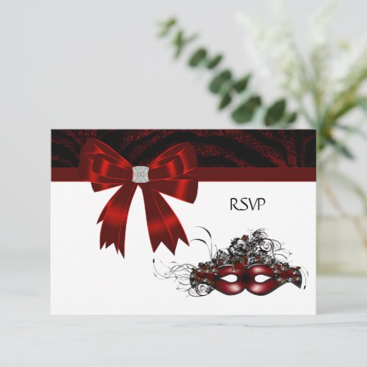 Red Masquerade Party RSVP (Staand voorkant)