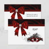 Red Masquerade Party RSVP Kaartje (Voorkant / Achterkant)