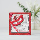 Red Masquerade Quinceanera 15th Birthday Party Kaart (Staand voorkant)