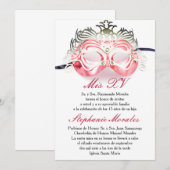 Red Masquerade Quinceanera Birthday Uitnodiging (Voorkant / Achterkant)