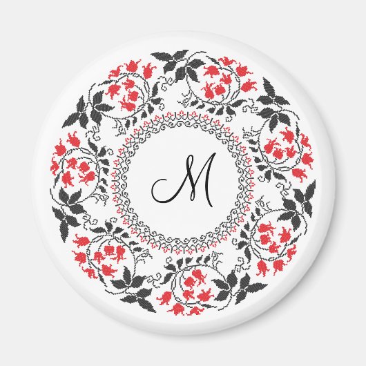 Red May belt Personalized Monogram Initiaal Magneet (Voorkant)