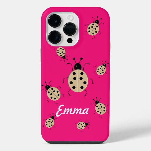 Red me! Cute colorful ladybugs, gepersonaliseerd iPhone Hoesje (Achterkant)