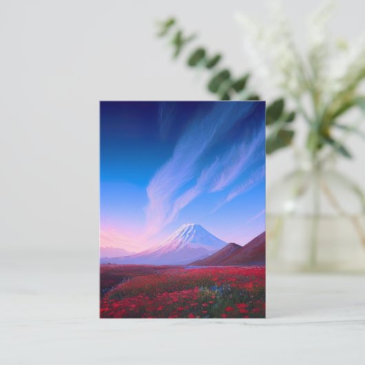 Red Meadow met een Snowy Mountain Horizon Feestdagenkaart (Staand voorkant)