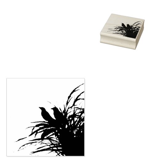 Red Meadowlark Silhoutte Rubberstempel (Gestempeld)