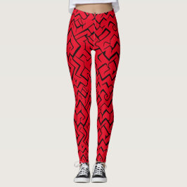 Red Meander Pattern | Moderne Maze Leggings