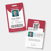 Red |  medewerker ID Bedrijfsbeveiliging Badge (Front & Back)