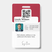 Red |  medewerker ID Bedrijfsbeveiliging Badge (Back)