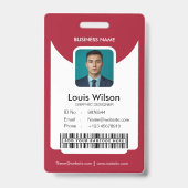 Red |  medewerker ID Bedrijfsbeveiliging Badge (Front)