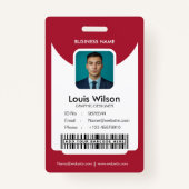 Red |  medewerker ID Bedrijfsbeveiliging Badge (Voorkant)