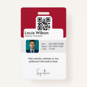 Red |  medewerker ID Bedrijfsbeveiliging Badge (Achterkant)