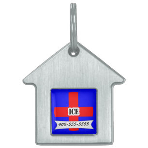 Red Medic Alert I.C.E. Pet Name Sjabloon Pet Huisdieren Naamplaatje