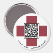 *~* Red Medical Alert ICE QR AP38 Cross Magneet (Voorkant / Achterkant)