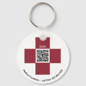 *~* Red Medical Alert ICE QR AP38 Cross Sleutelhanger (Voorkant)