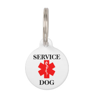Red Medical Alert Service Dog Aangepast ID-Label Huisdierpenning