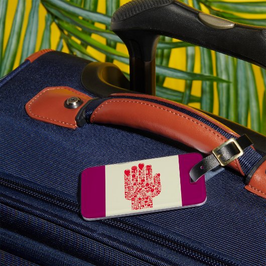 Red Medical Hand Symbol Healthcare Bagagelabel