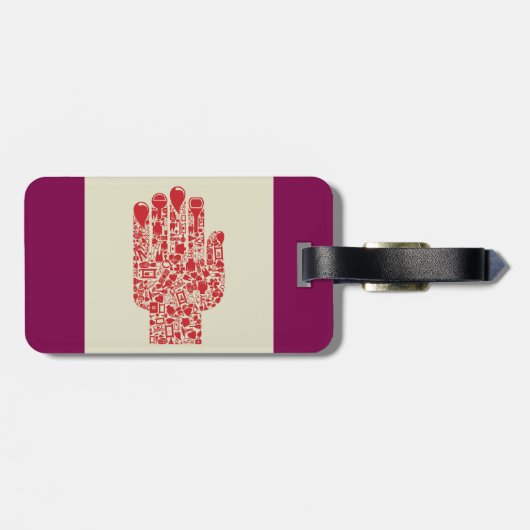 Red Medical Hand Symbol Healthcare Bagagelabel (Achterkant horizontaal)