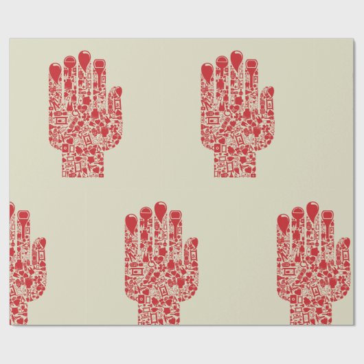 Red Medical Hand Symbol Healthcare Cadeaupapier (Vlak)