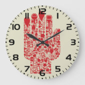 Red Medical Hand Symbol Healthcare Grote Klok (Voorkant)