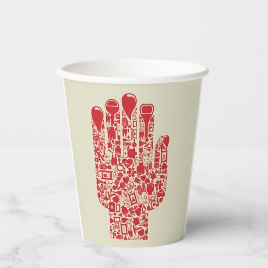 Red Medical Hand Symbol Healthcare Papieren Bekers (Voorkant)
