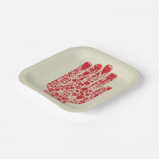 Red Medical Hand Symbol Healthcare Papieren Bordje (Gebogen)