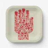 Red Medical Hand Symbol Healthcare Papieren Bordje (Voorkant)