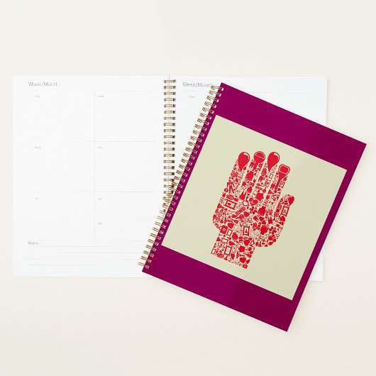 Red Medical Hand Symbol Healthcare Planner