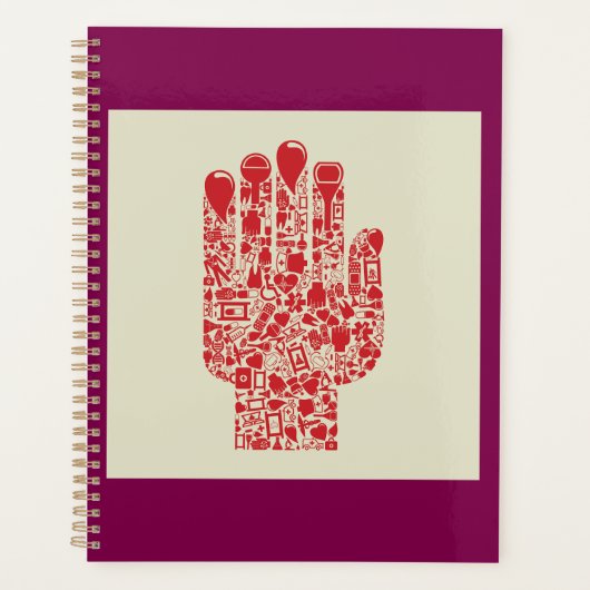 Red Medical Hand Symbol Healthcare Planner (Voorkant)