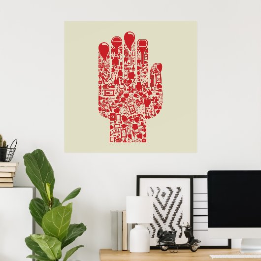 Red Medical Hand Symbol Healthcare Poster (Thuiskantoor)