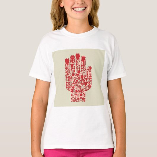 Red Medical Hand Symbol Healthcare T-shirt (Voorkant)