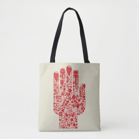 Red Medical Hand Symbol Healthcare Tote Bag (Voorkant)