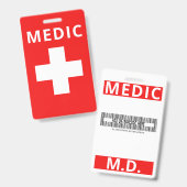 Red Medical Print Custom Name Costume Employee Badge (Voor- en achterkant)