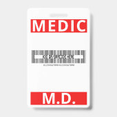 Red Medical Print Custom Name Costume Employee Badge (Achterkant)