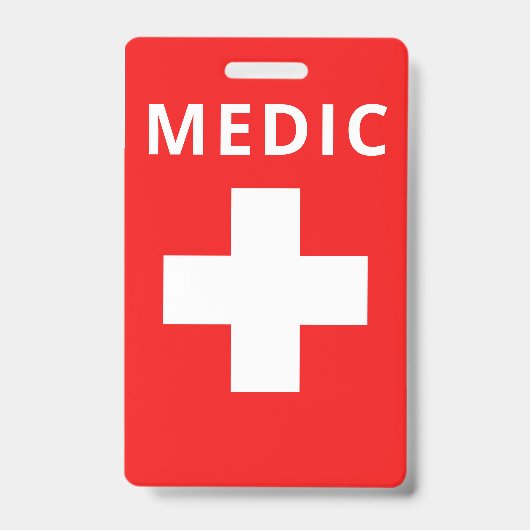 Red Medical Print Custom Name Costume Employee Badge (Voorzijde)