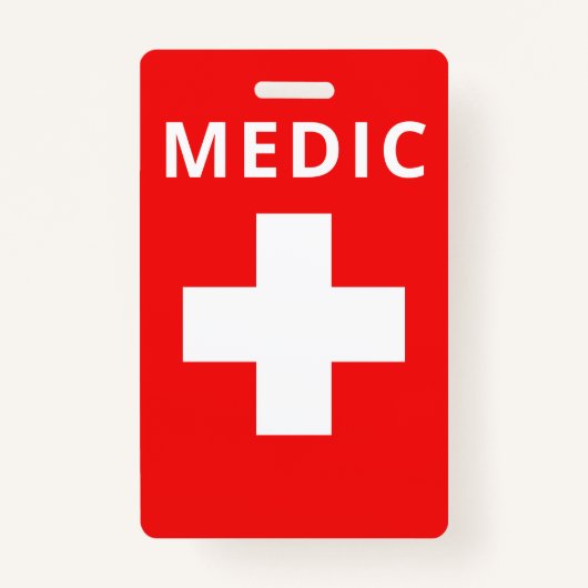 Red Medical Print Custom Name Costume Employee Badge (Voorkant)