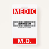 Red Medical Print Custom Name Costume Employee Badge (Achterkant)