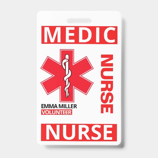 Red Medical Print Nurse Custom Name Employee Badge (Voorzijde)
