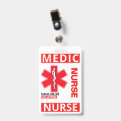 Red Medical Print Nurse Custom Name Employee Badge (Voorzijde met clip)