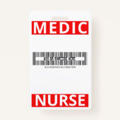 Red Medical Print Nurse Custom Name Employee Badge (Achterkant)