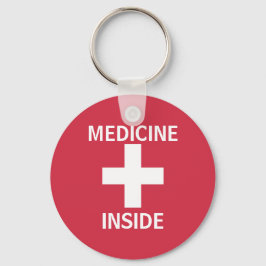 Red Medicine Inside First Aid Symbool Medicinal Sleutelhanger