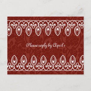 Red Medieval Brocade rsvp Uitnodiging Briefkaart