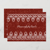 Red Medieval Brocade RSVP Uitnodiging Briefkaart (Voorkant / Achterkant)