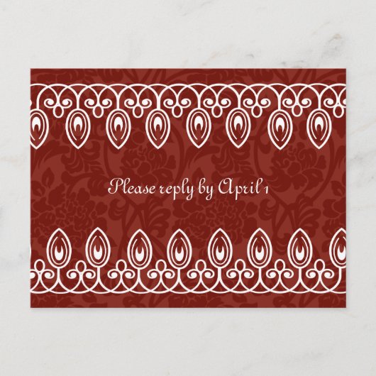 Red Medieval Brocade RSVP Uitnodiging Briefkaart (Voorkant)