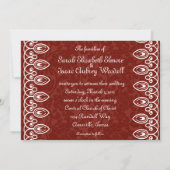 Red Medieval Brocade Wedding Invitation Kaart (Achterkant)