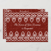 Red Medieval Brocade Wedding Invitation Kaart (Voorkant / Achterkant)
